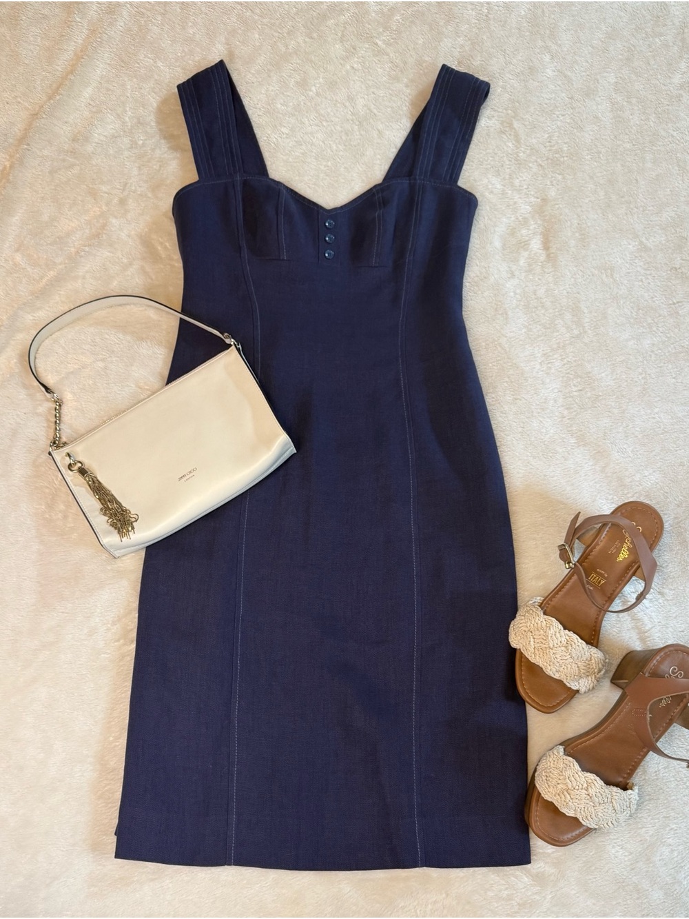 Rebecca Taylor Navy Sleeveless Midi Dress - Picture 2 of 8